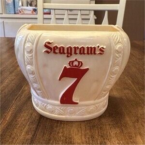 Seagram's 7 Crown Distillery Advertising Display Planter Holder White/Red